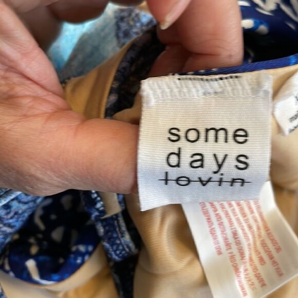 SOME DAYS ONE PIECE SHADES OF BLUE AND WHITE ONE PIECE BATHING SUIT. - Picture 7 of 7